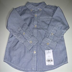 CARTER’S TODDLER BOY’S BLUE& WHITE STRIPE LONG SLEEVE SHIRT